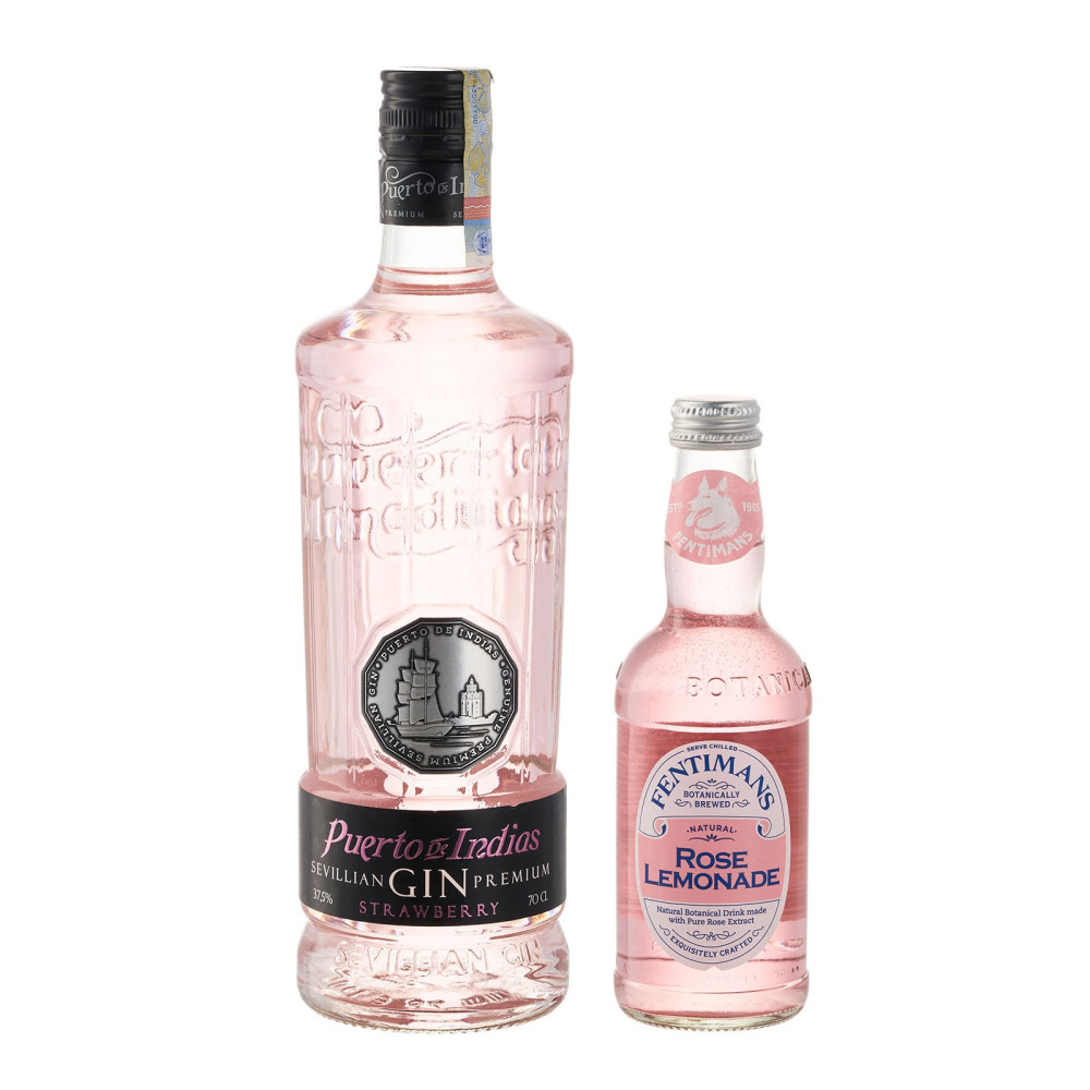 Gin Puerto de Indias Strawberry + 12 Fentimans Rose Lemonade Cocktail