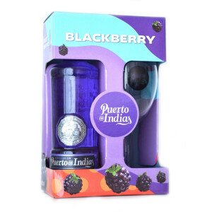 Gin Puerto de Indias Blackberry 0.7L + Pahar Cadou