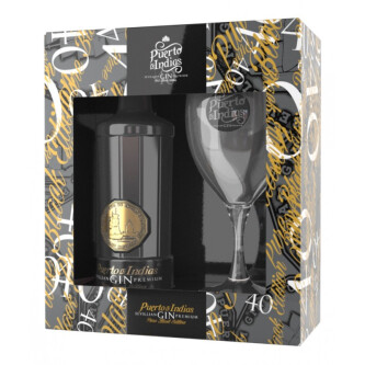 Gin Puerto de Indias Black 0.7L + Pahar Cadou
